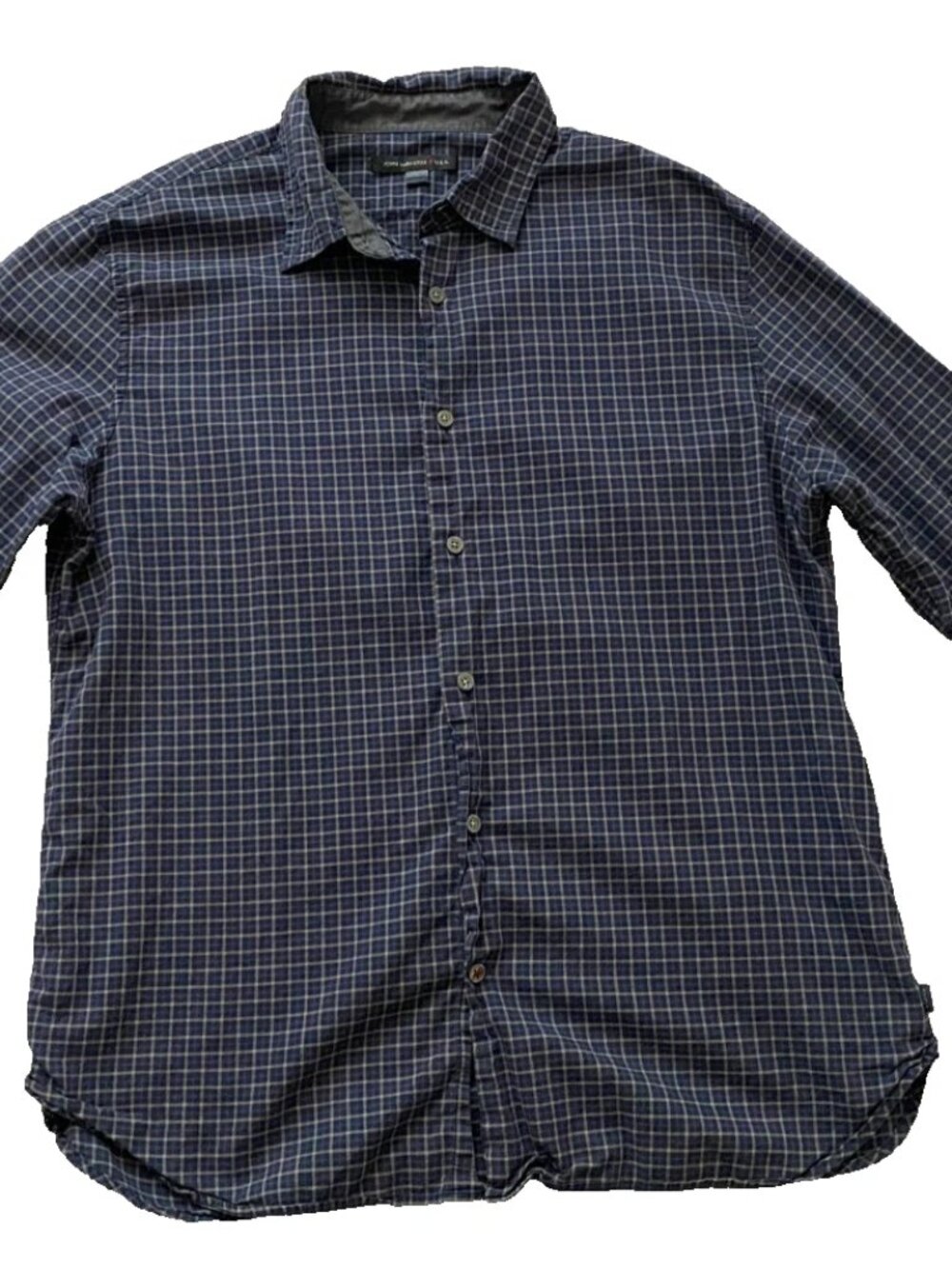 John Varvatos USA Plaid Navy Button Down Shirt